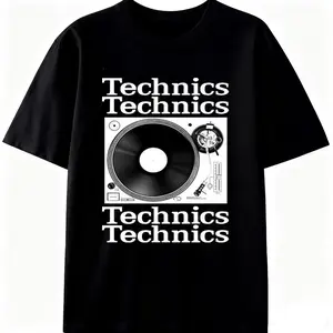 Technics Turntable Graphic Tee | Retro DJ Equipment Print | Vinyl Lover Streetwear | 90s Hip-Hop/Electronic Music Fan Apparel | Vintage Audio Gear Merch
