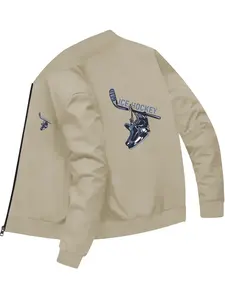 Casual Sports Style Men's Ice Hockey Pattern Printed Jacket for Daily Wear Outdoor Activities and Commuting