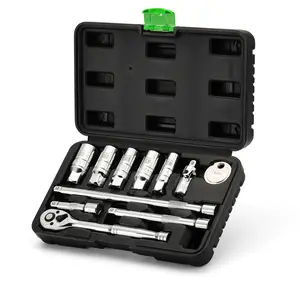 11-Piece Spark Plug Socket Set with 3/8" Drive Ratchet Handle, Spark Plug Gapper, Universal Joint and Extension Bar, 5/8", 3/4", 13/16", 14mm, 18mm, CR-V Sockets with Rubber Retaining Rings