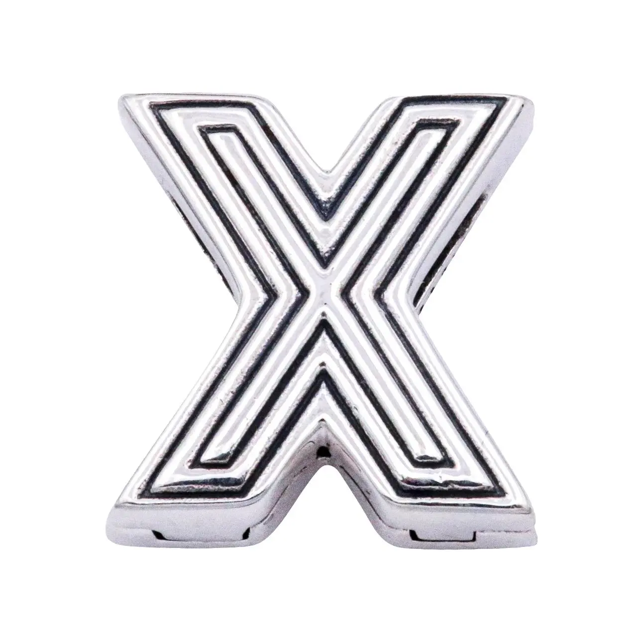 Pandora Reflexions Letter X Clip Charm - 798220, Clip On Charm, Decorative, Flat Mesh Bracelets, Hand-Finished, Silver, Polished Or Lined