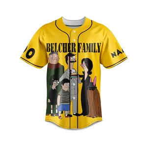 BB Cartoon Family Baseball Jersey, Funny Belcher Family Shirt, Custom Name Number Shirt, Mother Day Gift, Gift for Dad