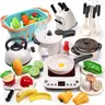Cute Stone Kids Miniature Cooking Set - Multi-Activity Playset, ABS Plastic Pretend Kitchen Toy with Cookware, Pressure Cooker, Frying Pan, Electronic Induction Cooktop, Utensils, Cutting Food, Shopping Basket, Batteries, Cool Gifts for 6-8 Years Old Kids