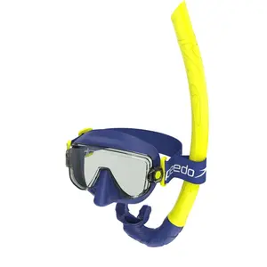 Speedo Adult Travel Mask and Snorkel Set - Navy/Yellow: Polycarbonate & Silicone