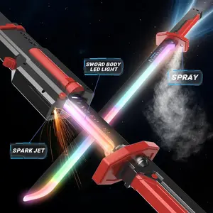 New interstellar war blade spark lightsaber luminous toy black technology cool spray colorful streamer knife, cool sound effects, chopping light feeling, sword sparks,