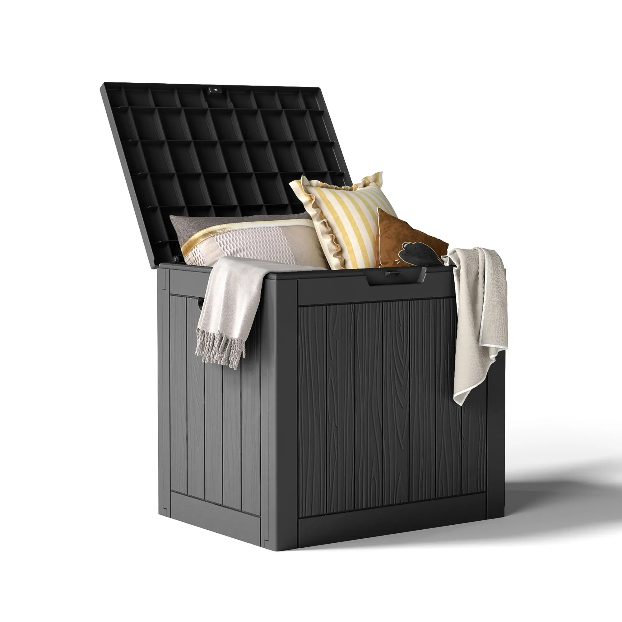 Easy Up 30 Gal Lockable Upgraded Resin Outdoor Storage Box - Snap-Together Assembly, Waterproof, UV-Resistant Bin for Patio Cushions, Gardening Tools
