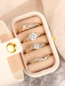 Women's Copper Engagement Ring Set, Stacking Rings, Stackable Ring, Casual Style Jewelry Gift Box Included, All-Season Accessory for Weddings & Anniversaries