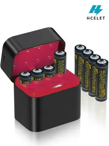 Hcelet 8-PACK 3600mWh Lithium AA Rechargeable Batteries with Smart 8-Slot Charger - 1.5V Constant Output for Xbox/PS5 Controllers - Overcharge/Temp/Short Circuit Protection - 2000 Cycles - Dock High-Capacity 18650 Portable