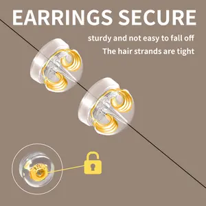 8PCS Lockable Earring Backs Set, Secure Silicone Stud Earring Backings with Metal Core, Gold & Silver Tone Anti-Loss Earring Stoppers for Everyday Wear
