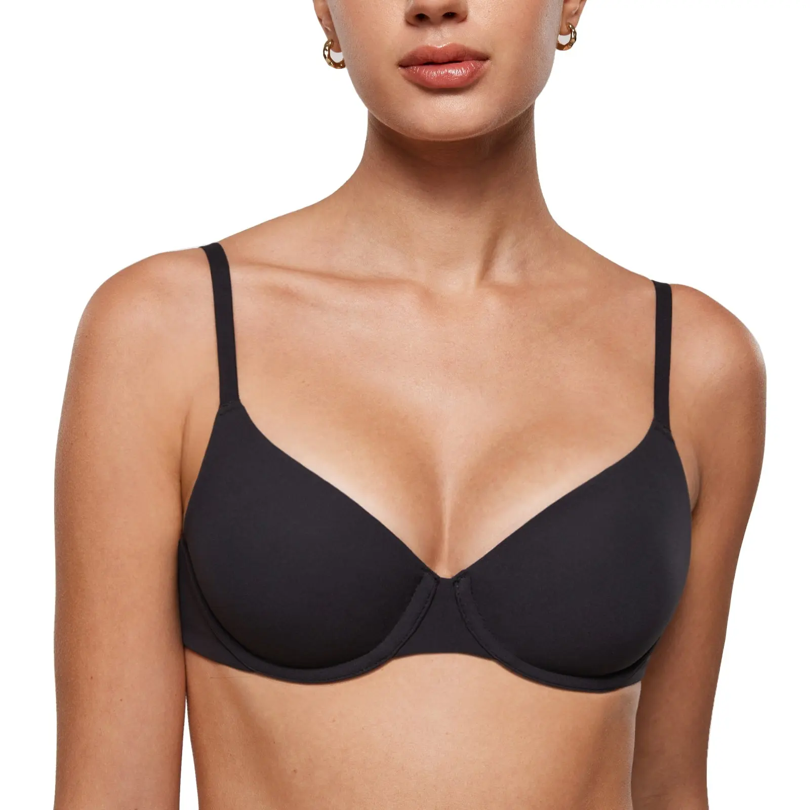 INLYRIC Women's Inbarely Plus Demi Bra Balconette No Padding Unlined Underwire Supportive Plunge Bras Comfortable