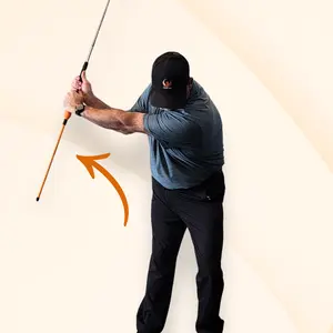 Anti-Flip Stick Golf Training Aid for Standard Grips | Teaches Proper Impact & Swing Plane | Golf Swing Trainer | Golf Chipping Practice Aid (Standard Grip Size [Orange Cap] - Inner Cap Diameter 1.04" | 14" Length)