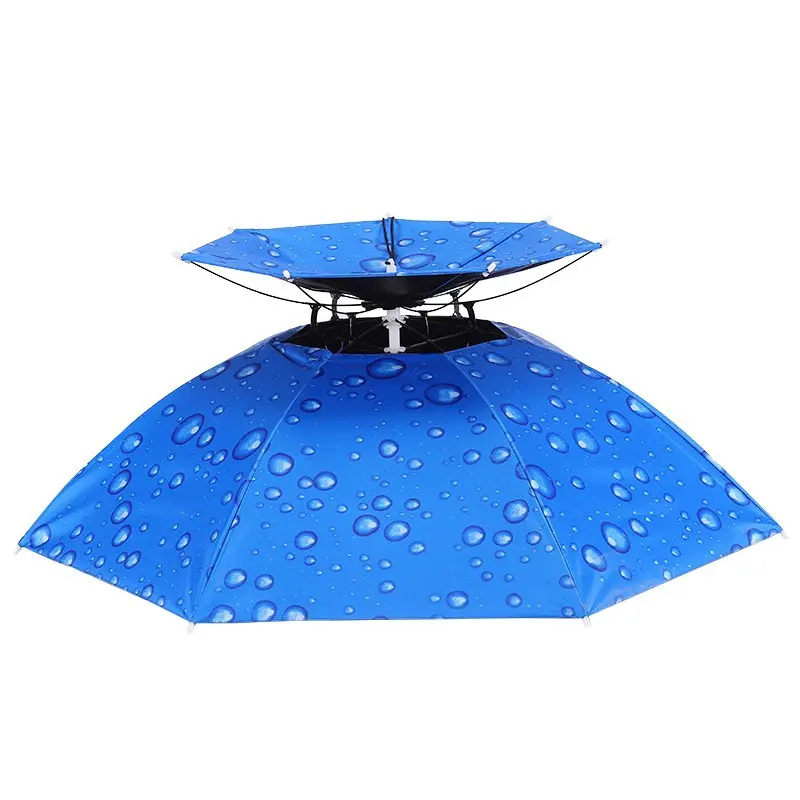 Double-Layer Microfiber Umbrella Hat, Hands-Free Waterproof Head Cover with Sun Protection & Ventilation for Fishing, Rain or Shine, Large Coverage