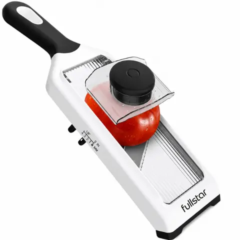 Fullstar Handheld Mandoline Slicer, Adjustable Vegetable Slicer with 4 Thickness Settings, Julienne Blade & Safety Guard