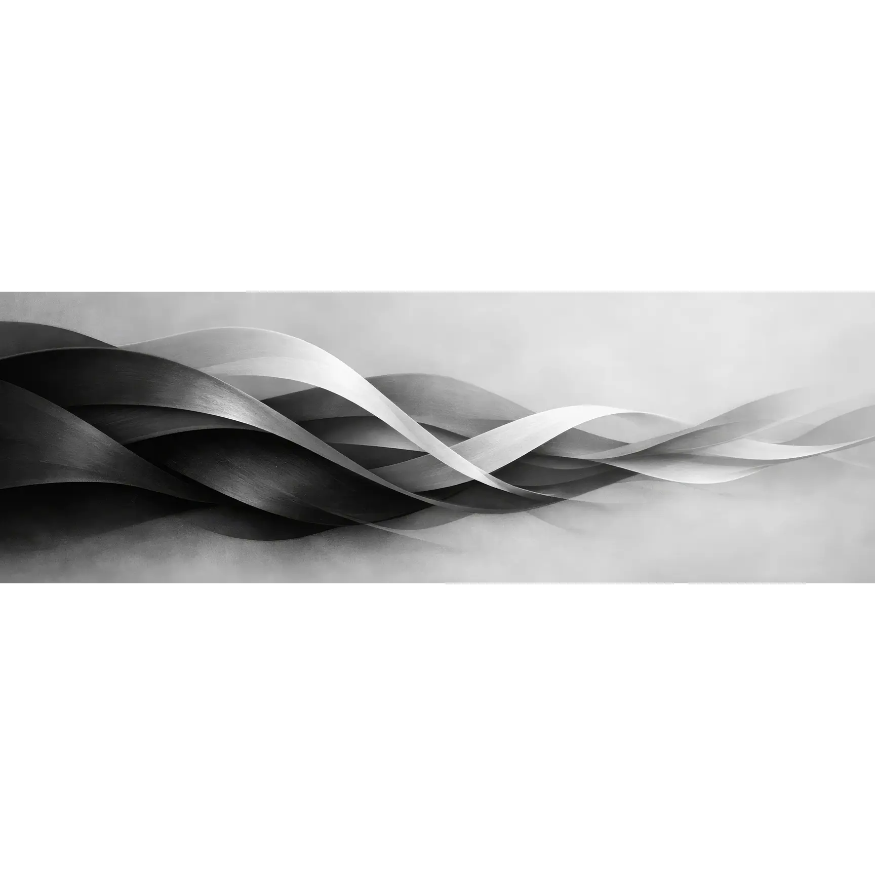 Shadow Current Panoramic Edition Wall Art Print - Charcoal Luminous Cotton-Metallic Artistic Monochrome Minimalist Home Decor Gift
