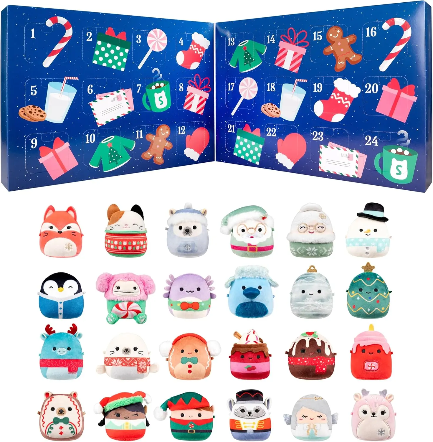 24-Day Countdown Blind Box Advent Calendar, Soft Fabric Mini Micromallows-Style Squish Figurine Set, Holiday Surprise Gift For Children, Party Decor & Daily Collection Toy