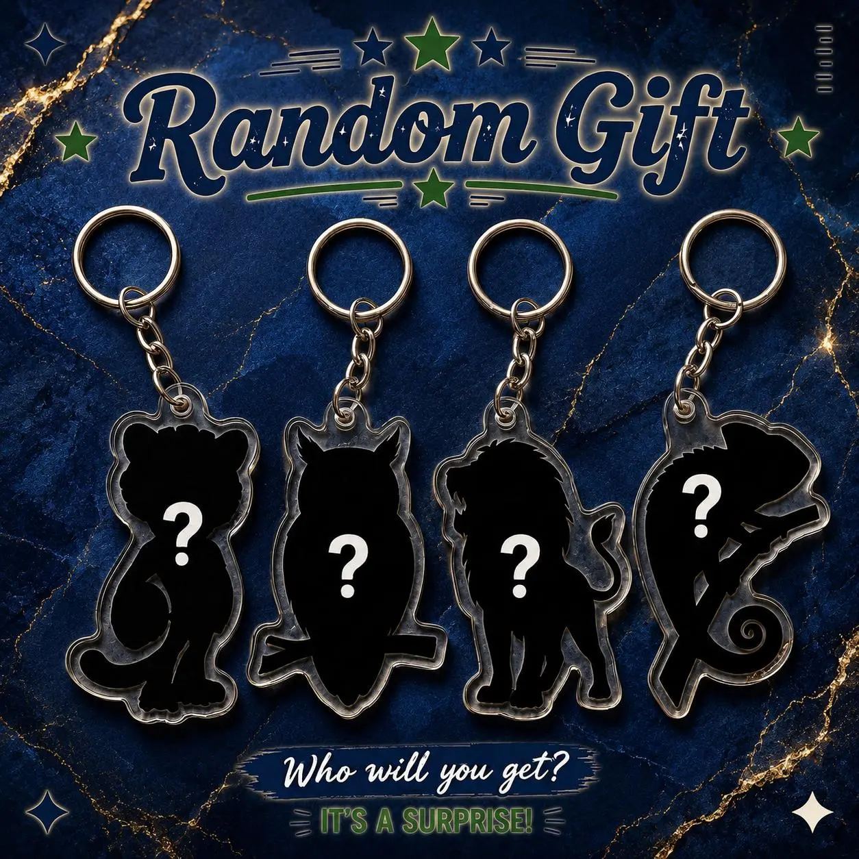 Random Mystery Keychain Gift, Surprise Animal Character Keyring, Cute Bonus Gift with Every Order, Who Will You Get?