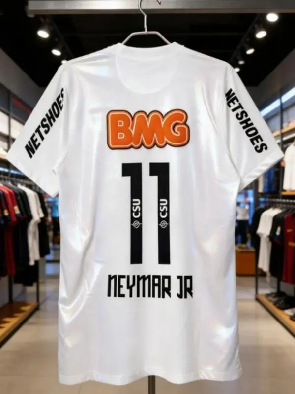 White No.11 Soccer Jersey Shirt, Glossy Athletic Football Fan Top, Back Number Graphic Sports Tee, Short Sleeve Streetwear Jersey
