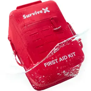 SURVIVEX Large Waterproof First Aid Kit for Car, Travel & Home - Emergency Kit for Hiking, Camping, Backpacking and Outdoors - Includes Zip Stitch Wound Closure Strips