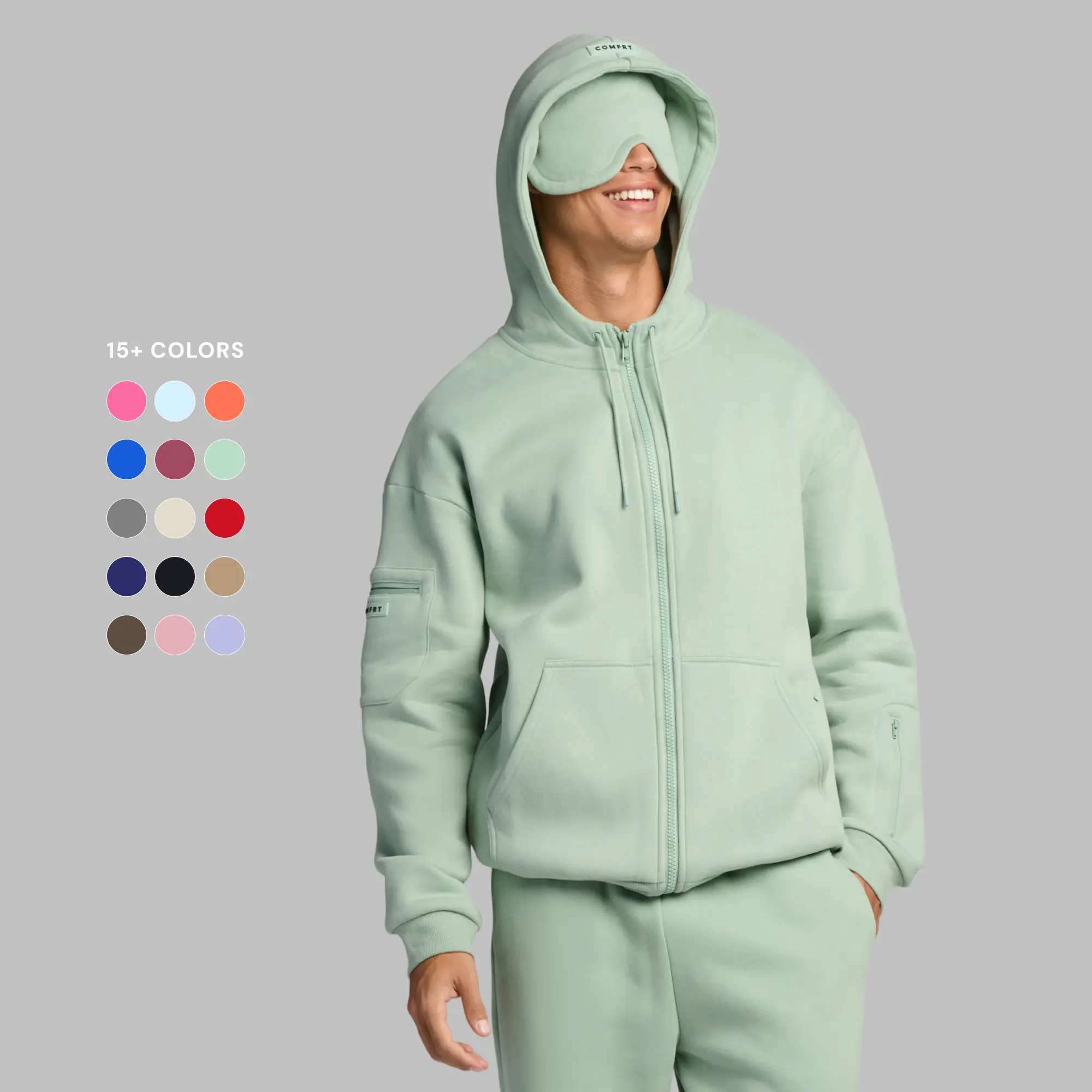 Comfrt | Airplane Mode Travel Zip Hoodie | Zip Up Hoodie With Eye