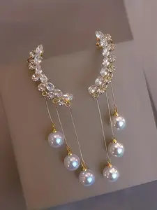 Elegant Faux Pearl Decorated Dangle Earrings, Classic Style Earrings, Dangly Earrings, Fashion Jewelry for Party, Daily Clothing Decor, Trendy All-match & Exquisite Jewelry for Birthday Gift