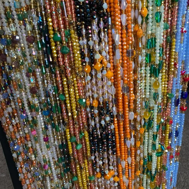 TikTok Crystal Waist Beads – Luxury Female Body Jewelry – Handcrafted African Waist Beads – Tie-On (45”) – Add to Cart, Buy Now – Price Per 1 Waist Bead