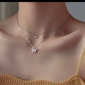 Gold-Plated Butterfly Pendant Necklace for Women and Baby Girls