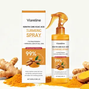 Viareline Turmeric Exfoliating Spray 100ML Box, Turmeric Body Care, Gentle Cleansing Body Skin Nourishing Moisturizing Spray, Hyaluronic Acid, Salicylic Acid