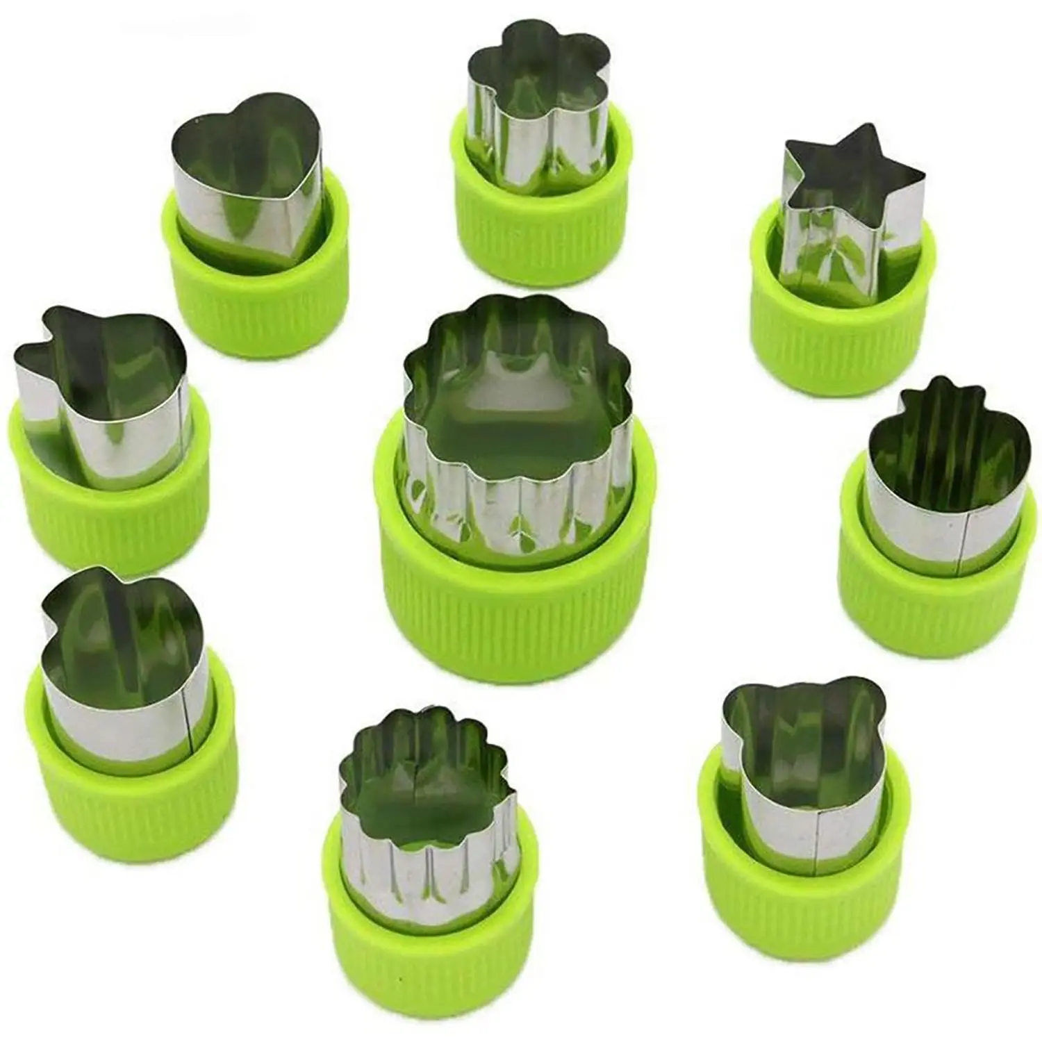Stainless Steel Vegetable Cutter, 9 Counts/set Cute Cartoon Shaped Fruit Cutter, Household Flower Cutter, Baby Complementary Food Cutter