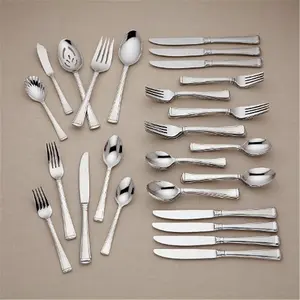 212 MAIN Lenox 846853 Stainless Column FW Cutlery Set, 45-Piece Kitchenware & Tableware Kit, Dishwasher-Safe with Polished Finish (Pack of 1) for Sports & Outdoor Camping Hiking Use