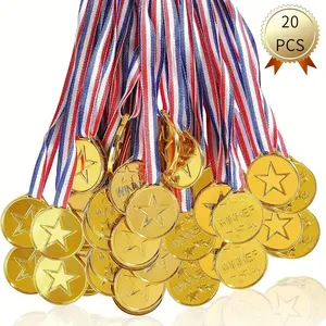 [Golden Medals] 20/100pcs Golden Medals |   Plastic for sports Trophies, PP Material, for Sports, Games, Party Favors, and Decorations