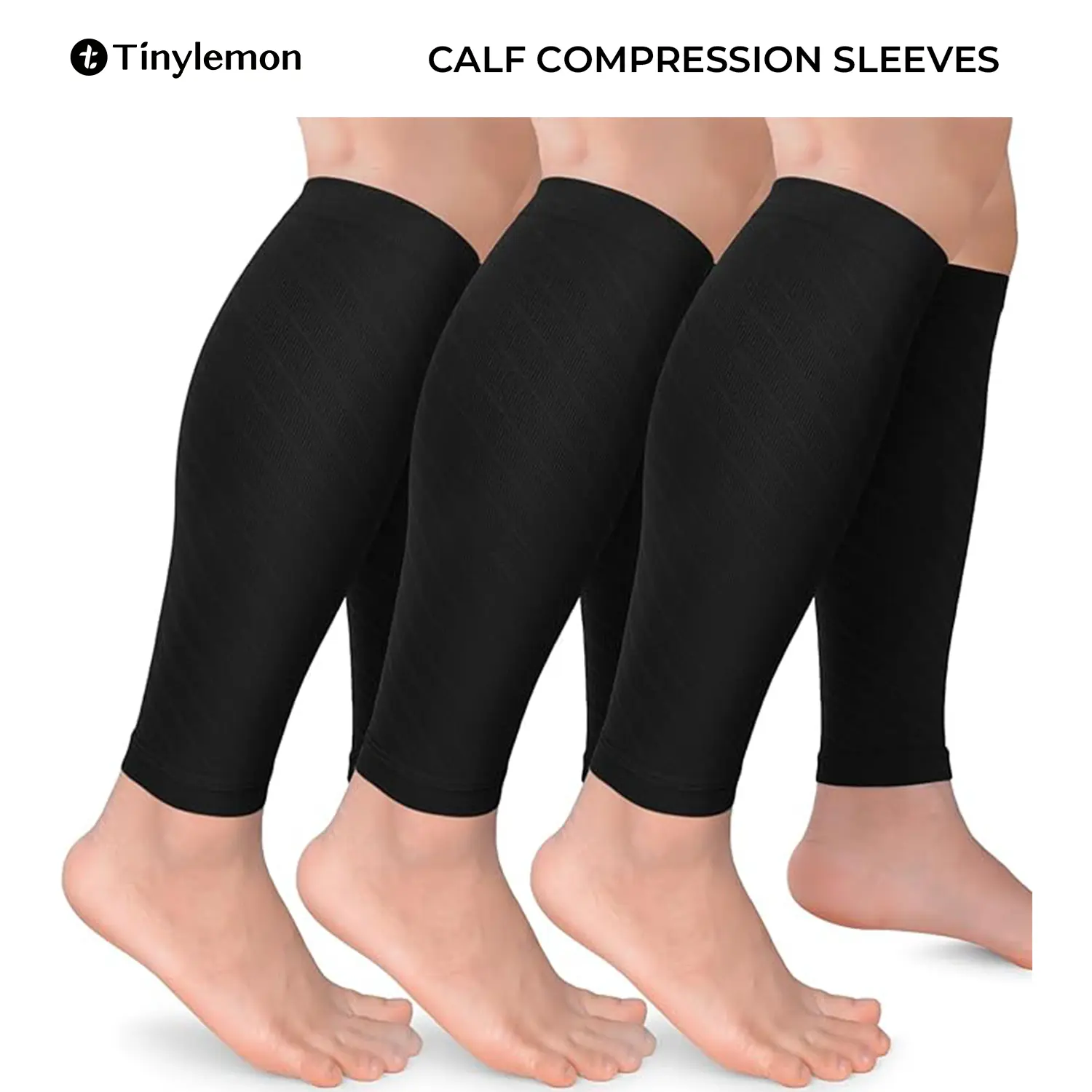 Tinylemon 3 Pairs Calf Compression Sleeves, 20-25mmHg Graduated Support for Leg Swelling & Circulation, Soft Breathable for Men Women Standing or Sitting All Day