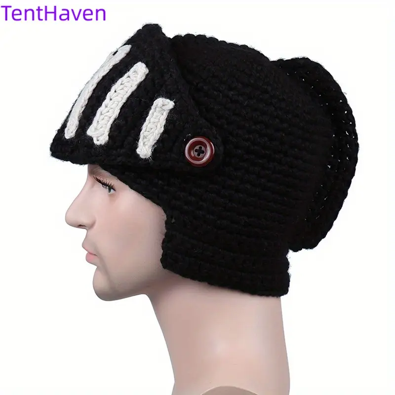 2026 Winter Warm Ear Protection Hat Men's Roman Knight Knitted Hat Women's Gladiator Mask Hat Hand Knitted Men's Hat
