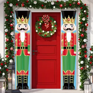 Christmas Nutcracker King Door Hanger Porch Banner Indoor & Outdoor Modern House Décor Banners for Front Door Living Room Kitchen Wall Party