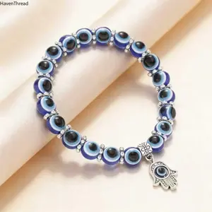 Exquisite Turquoise Blue Evil Eye Bracelet, Handmade Beaded Adjustable Charm Jewelry with Butterfly Pendant, Lucky Daily Wear Accessory for Men (Sports & Outdoor, Fan Shop, Gaming Conventions), Exquisite Bracelet