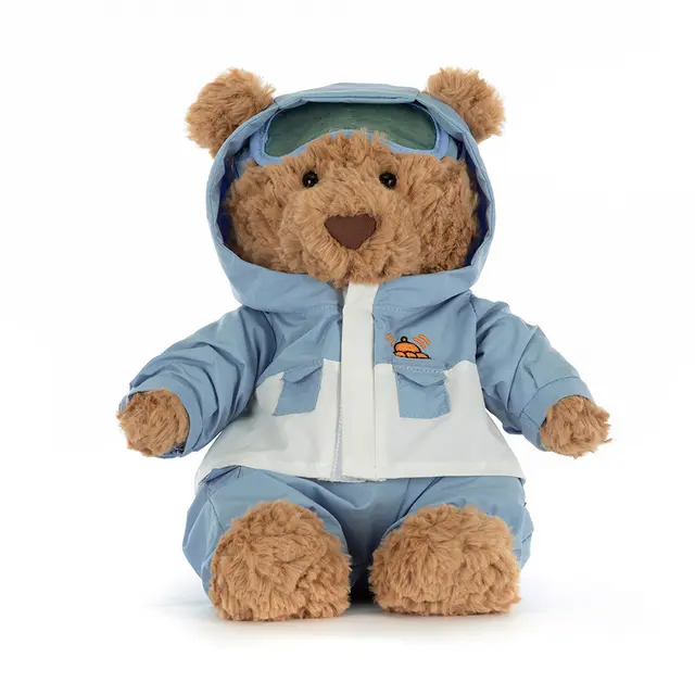Jellycat Bartholomew Bear 'Snow Suit' Plush Freeship, Cute Soft Teddy Bear Stuffed Animal with Backpack Gift for Kids Girls