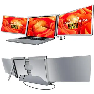 TOOLBLITZ 14" Triple Portable , FHD 1080P IPS Laptop  Extender Full Function Type-C/HDMI Ports, Foldable Dual Screen Extender for 13.3''-17.3" Compatible with Windows,