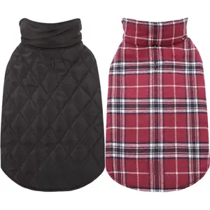 Keep your dog cozy and stylish with this Reversible Plaid & Quilted Dog Jacket, perfect for small, medium, and large dogs, winter warm pet clothing, waterproof and windproof outer layer, soft fleece lining, TikTok trending dog fashion, outdoor walking ess