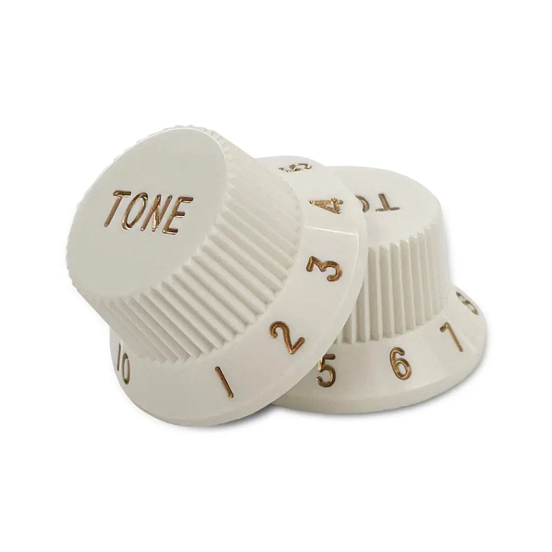 Allparts Plastic Tone Knobs for Strat Guitars - 2 Pcs Stringed Instruments Parts with Split Shaft Fit, Fits USA Split Shaft Pots