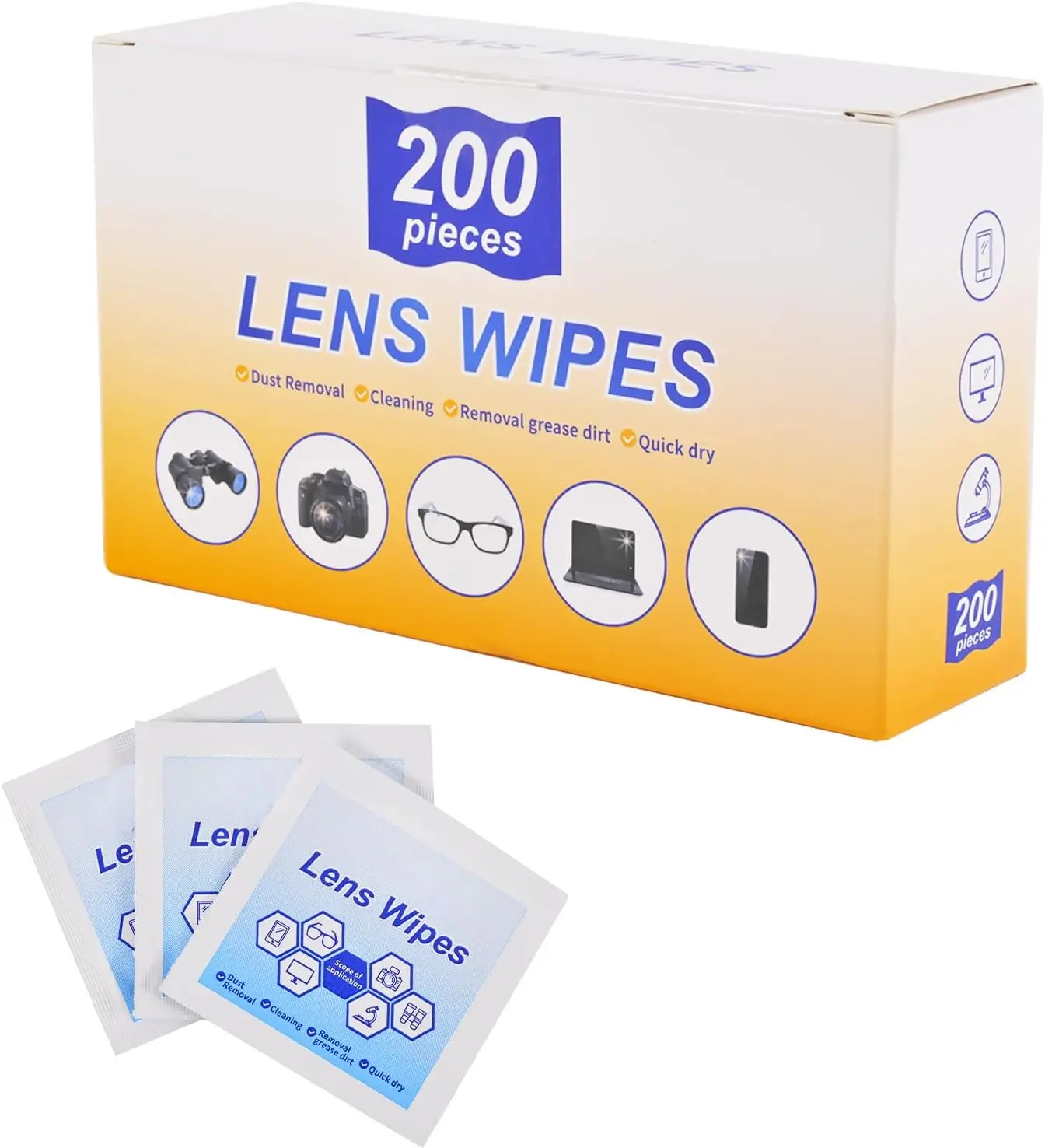 200 Eyeglass Lens Wipes Individually Wrapped Pre-Moistened Cleaner for Glasses Cameras Screens 200 Eyeglass Lens Wipes Individually Wrapped Pre-Moistened Cleaner for Glasses Cameras Screens