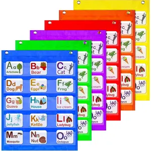 6 count Classroom  Pocket Chart Squares Teacher Small Mini Pocket Chart Organizer  to School Resources for Homeschool Schedule Activities, 6 Colors(17.7 x 14 Inch)