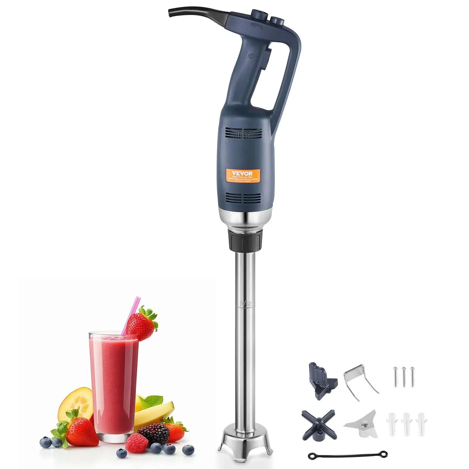 【Summerfinds】VEVOR 350W Commercial Immersion Blender Machine, Heavy-Duty Hand Mixer with Push Button, Variable Speed, Hook for Soups, Sauces, Creams, Foam Reduction, Adjustable Speed Blenders