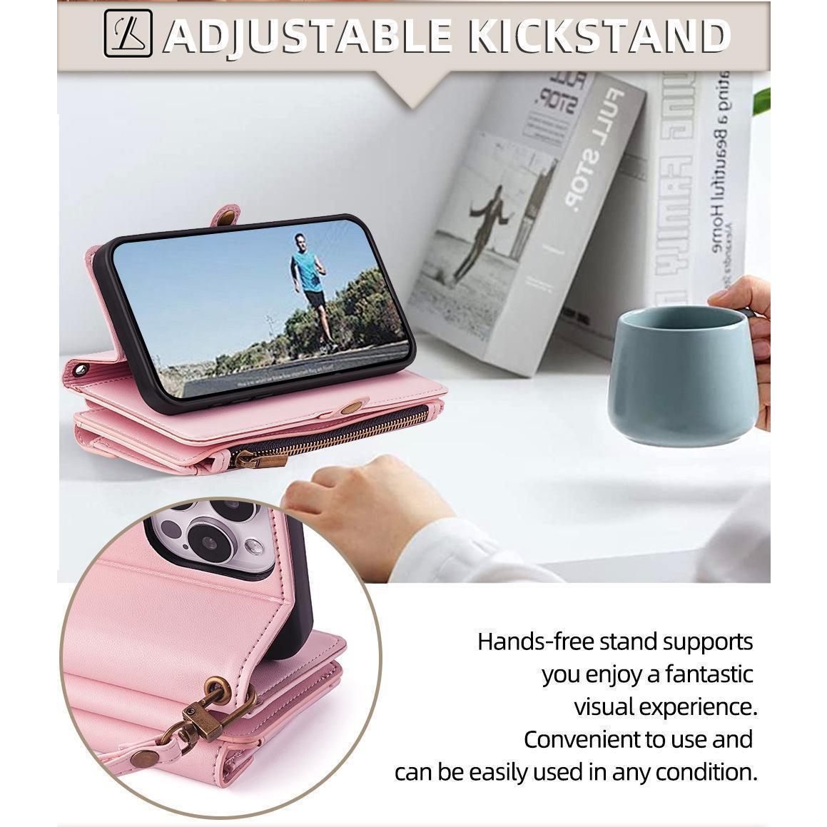 Fashionable Zippered Side-Clasp Multifunctional Wallet-Style Phone Case Featuring A Wallet, Card Holder, Stand, And Wrist Strap. Available In Multiple Colors. Compatible With iphone 17 pro case 17 Pro Max, 16, 15, 14, 13,12 Pro Max . Makes A Great Holiday