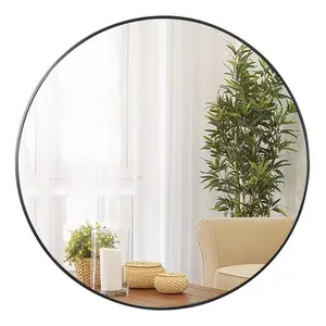 Zenstyle 36-Inch Round Black Metal Frame Wall-Mounted Modern Accent Mirror - Float Glass for Light Reflection, Bathroom Vanity Mirror for Living Room, Entryway Decoration