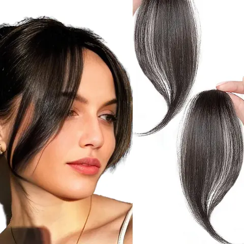 2 sets of synthetic bangs, side bangs, clip on bangs wig, air bangs, face framing bangs, suitable for Halloween and Christmas, Synthetic Fiber Hairpieces
