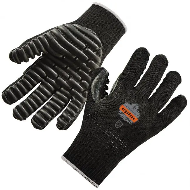 ProFlex 17593 Certified Lightweight Chloroprene Anti-Vibration Safety Gloves - Medium, Black, 10-Gauge Cotton/Nylon Knit, Pre-Curved, EN ISO 10819:2013, Single Pair, for Demolition, Drilling/Mining, Heavy Construction, Deburring Work
