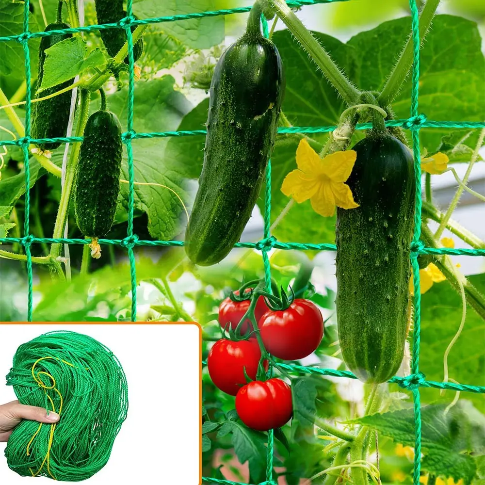 3 Pieces Trellis Netting for Climbing Plants, Cucumbers, Tomatoes, Pumpkins, Garden Trellis Netting Plant Support Net Heavy Duty Nylon Climbing Vine Net for Outdoor Vegetables Easy