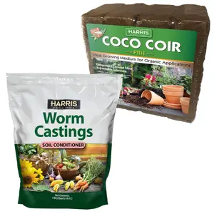 9 Gal. Expanding Coco Coir Pith (4 Brick pack) & 4 Qt. Worm Castings Premium Soil Conditioner