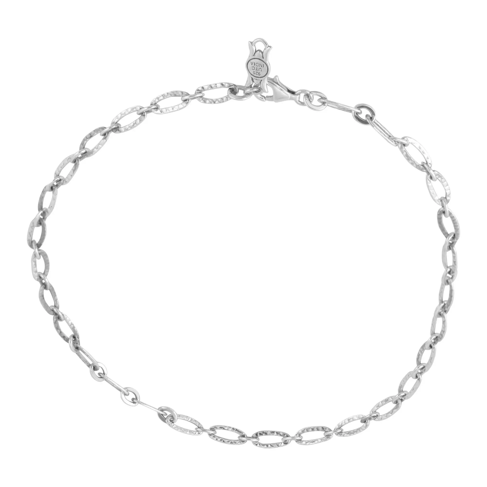 American West Sterling Textured & Polished 20"Oval Link Chain
