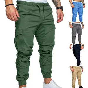 Men's Jogger Pants 3XL Casual Cotton Sporty Fashion for Runners with Pocket and Comfortable Fit Breathable Cargo Garment Trouser Gamis Beige Plain