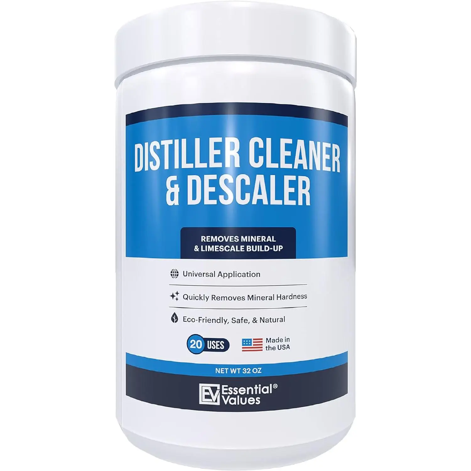 Essential Values Distiller Cleaner Descaler - 2 LBS Water Distiller Cleaner - Citric Acid for Cleaning Powder for Distilling Machines, Kettles - Remove Limescale & Mineral Buildup