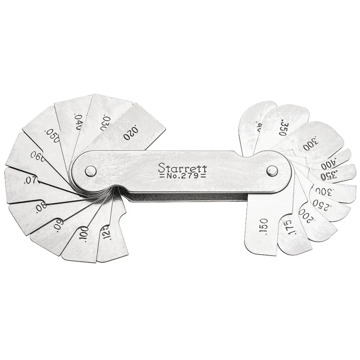 Starrett 279 Fillet or Radius Gauge, Thickness & Feeler Gauges, 0.020-0.400 in. Measurement Range